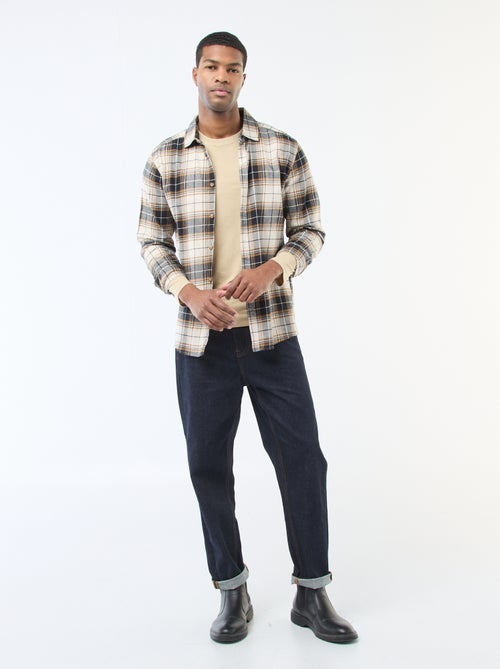 Camiseta lisa de manga larga y cuello redondo - Kiabi