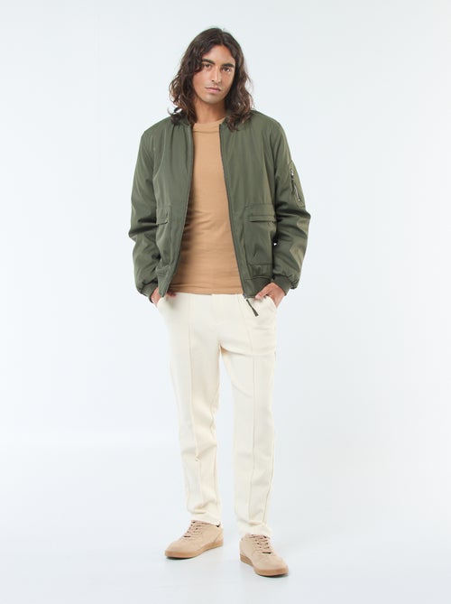 Camiseta lisa de manga larga y cuello redondo - Kiabi