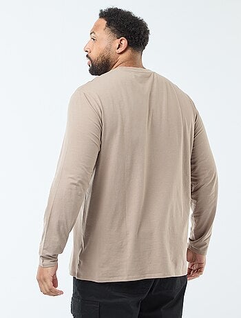 Camiseta lisa de manga larga y cuello redondo
