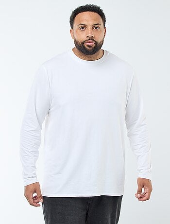 Camiseta lisa de manga larga y cuello redondo