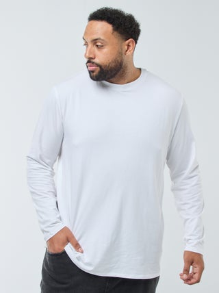 Camiseta lisa de manga larga y cuello redondo