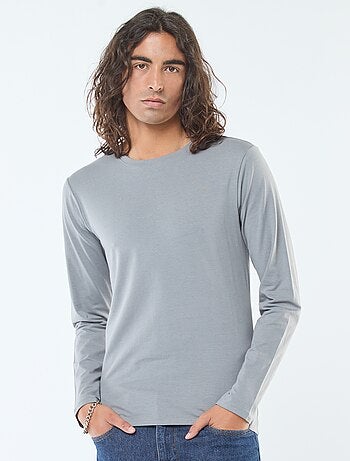 Camiseta lisa de manga larga y cuello redondo