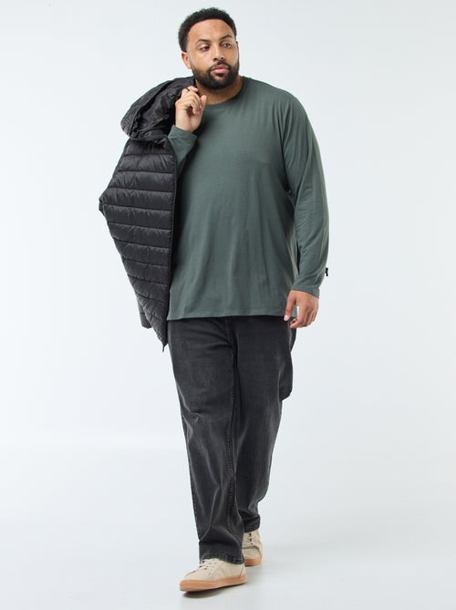 Camiseta lisa de manga larga y cuello redondo - Kiabi