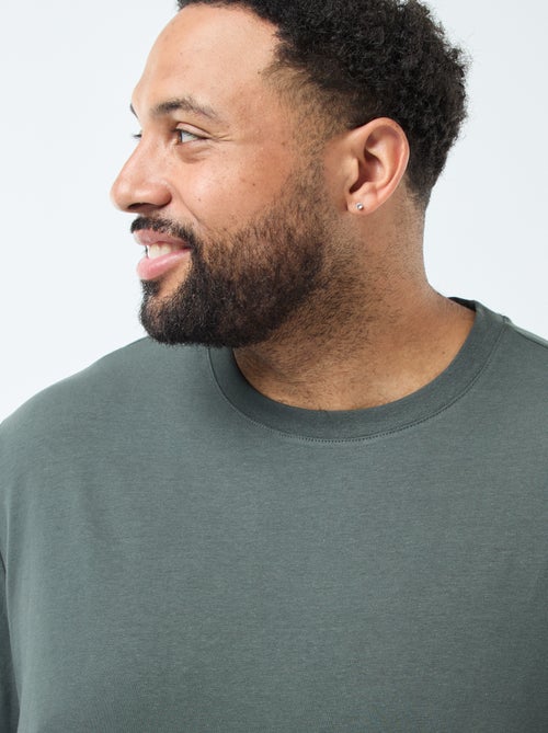 Camiseta lisa de manga larga y cuello redondo - Kiabi