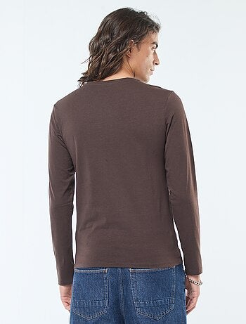 Camiseta lisa de manga larga y cuello redondo