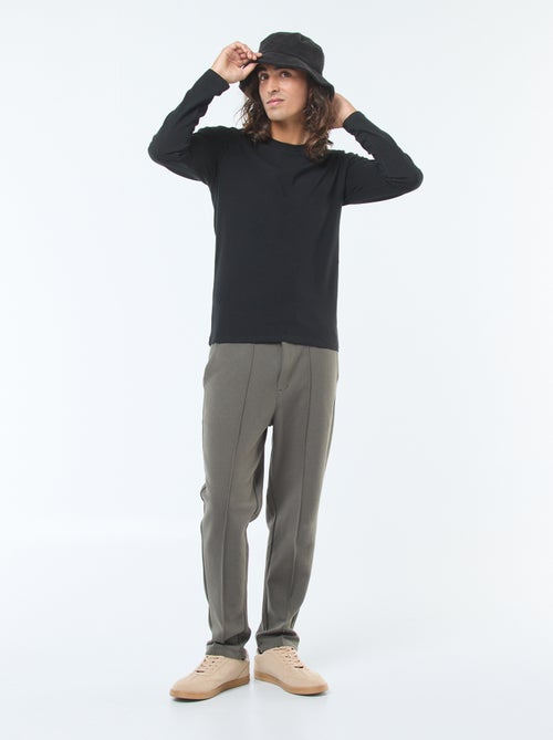 Camiseta lisa de manga larga y cuello redondo - Kiabi