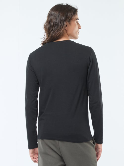 Camiseta lisa de manga larga y cuello redondo - Kiabi