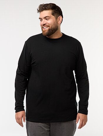 Camiseta lisa de manga larga y cuello redondo
