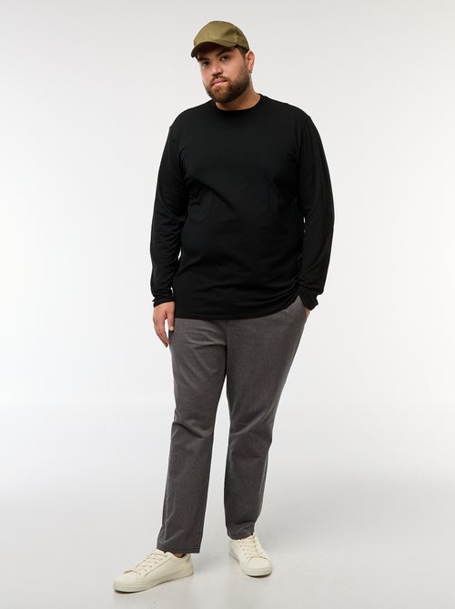 Camiseta lisa de manga larga y cuello redondo - Kiabi