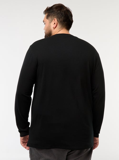 Camiseta lisa de manga larga y cuello redondo - Kiabi