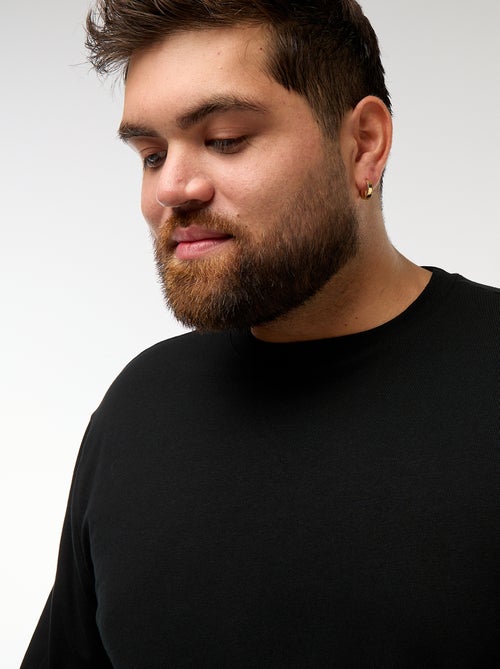 Camiseta lisa de manga larga y cuello redondo - Kiabi