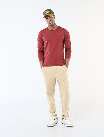 Camiseta lisa de manga larga y cuello redondo