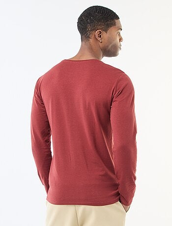 Camiseta lisa de manga larga y cuello redondo