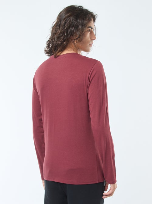 Camiseta lisa de manga larga y cuello redondo - Kiabi