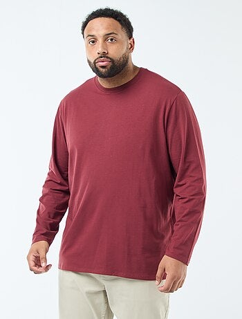 Camiseta lisa de manga larga y cuello redondo