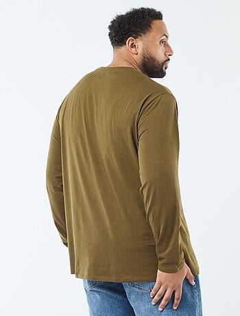Camiseta lisa de manga larga y cuello redondo