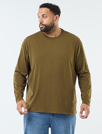 Camiseta lisa de manga larga y cuello redondo