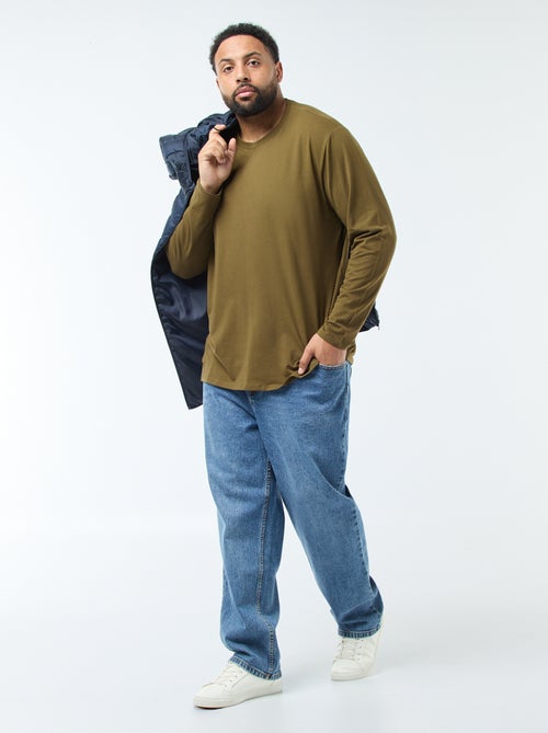 Camiseta lisa de manga larga y cuello redondo - Kiabi