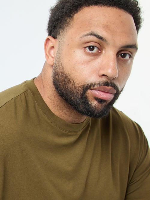 Camiseta lisa de manga larga y cuello redondo - Kiabi