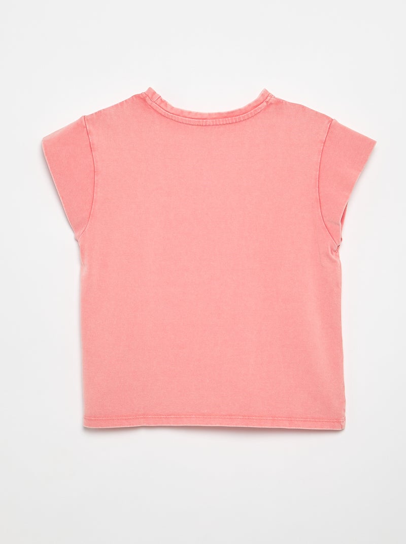 Camiseta lisa de mangas extracortas Rosa - Kiabi