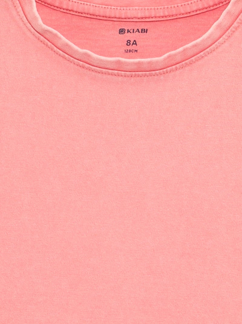 Camiseta lisa de mangas extracortas Rosa - Kiabi