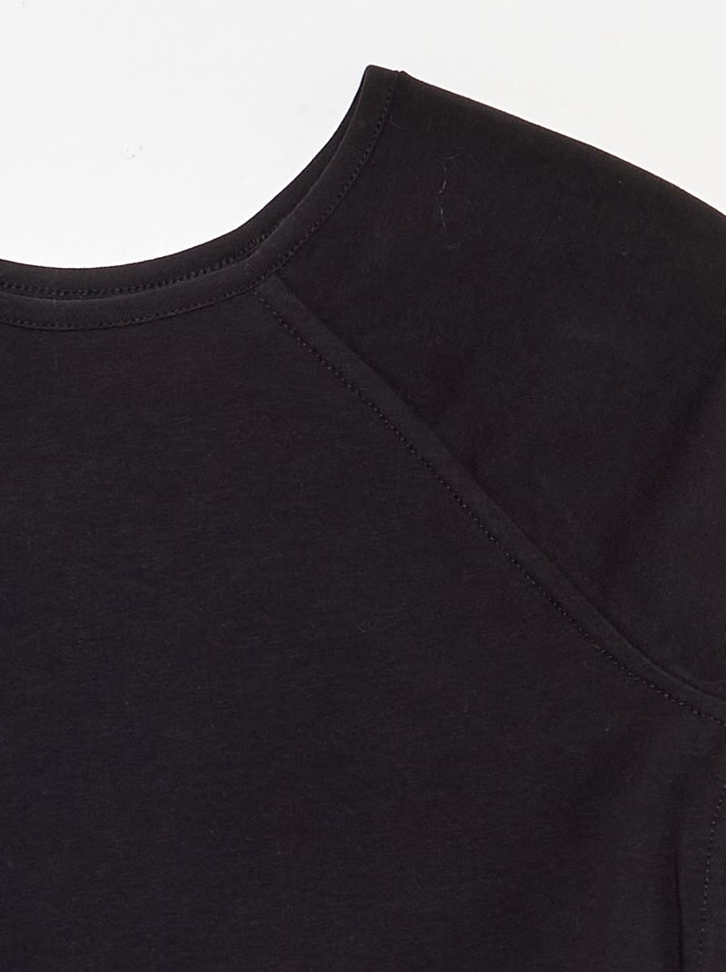 Camiseta lisa de mangas raglán Negro - Kiabi
