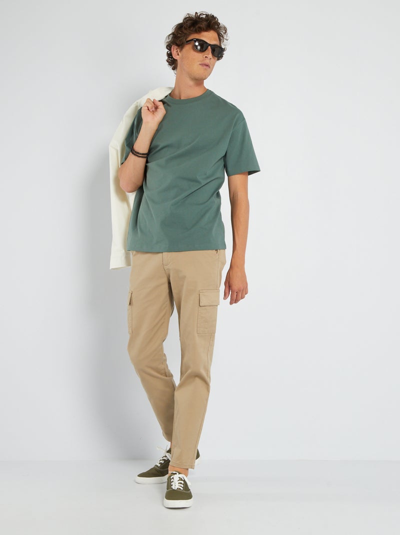Camiseta lisa de punto - Tough Cotton¿ verde gris - Kiabi