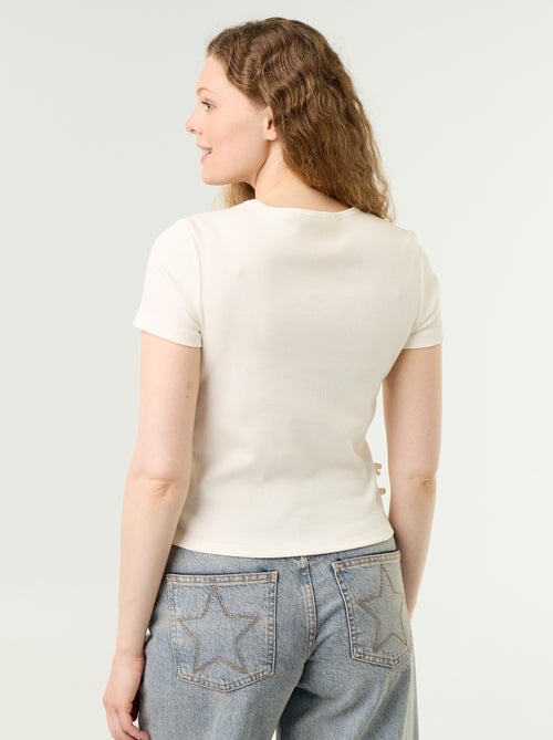 Camiseta lisa de punto acanalado - Kiabi