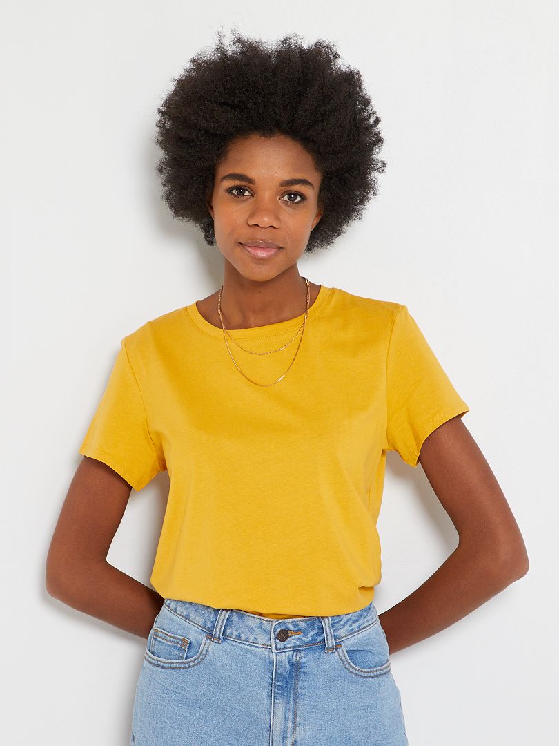 Camiseta lisa de punto Amarillo - Kiabi