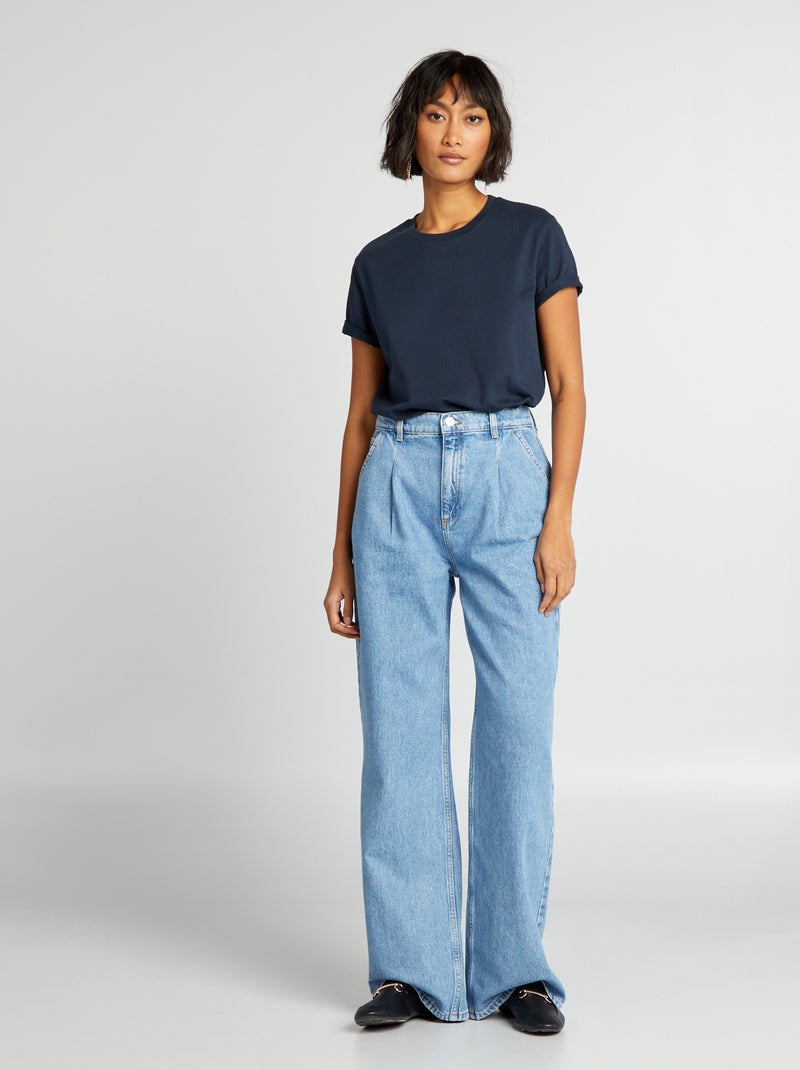 Camiseta lisa de punto azul - Kiabi