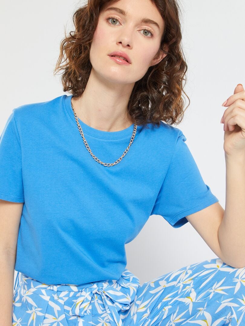Camiseta lisa de punto Azul - Kiabi