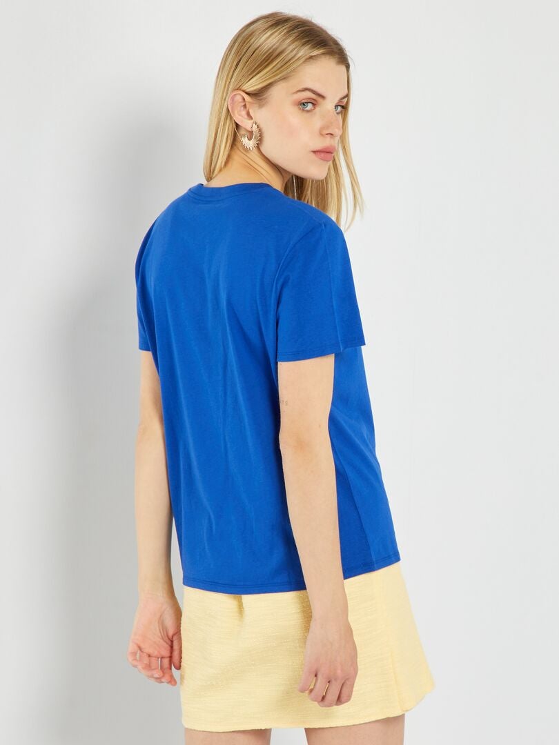 Camiseta lisa de punto azul - Kiabi