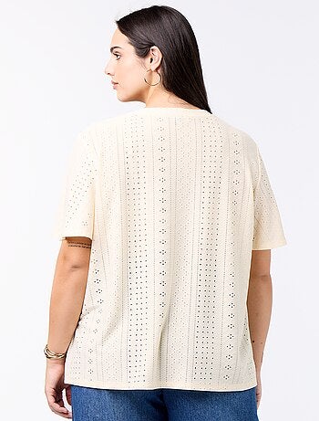 Camiseta lisa de punto calado