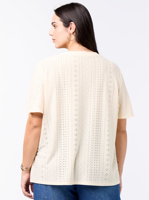 Camiseta lisa de punto calado - Kiabi