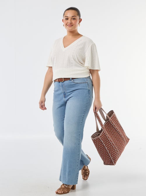 Camiseta lisa de punto calado - Kiabi