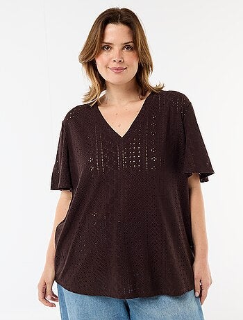 Camiseta lisa de punto calado