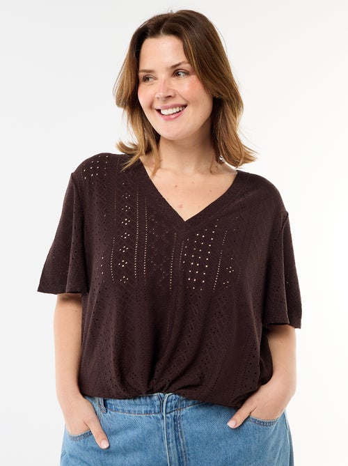 Camiseta lisa de punto calado - Kiabi