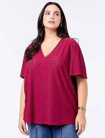 Camiseta lisa de punto calado