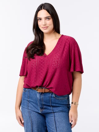 Camiseta lisa de punto calado