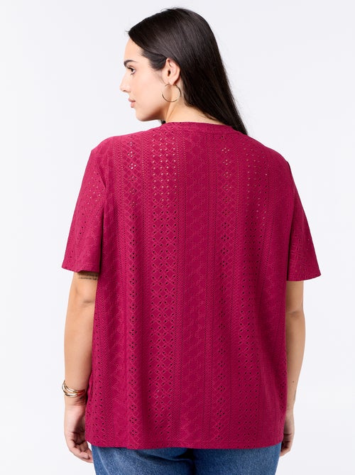 Camiseta lisa de punto calado - Kiabi