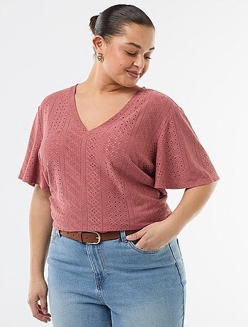 Camiseta lisa de punto calado