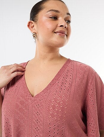 Camiseta lisa de punto calado