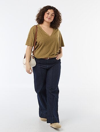 Camiseta lisa de punto calado