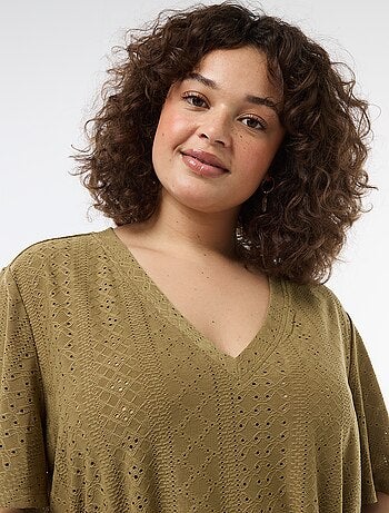 Camiseta lisa de punto calado