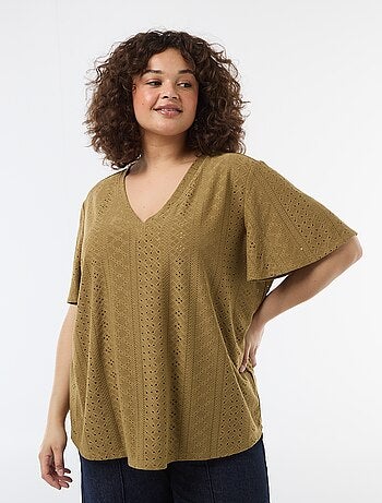 Camiseta lisa de punto calado