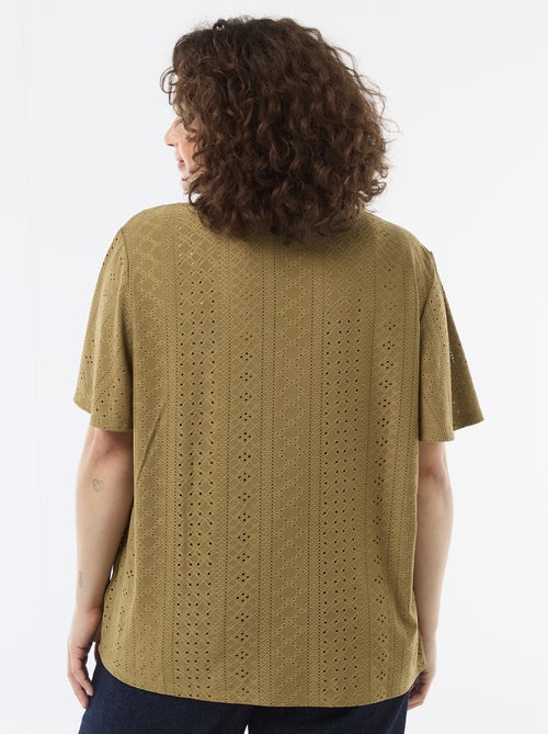 Camiseta lisa de punto calado - Kiabi