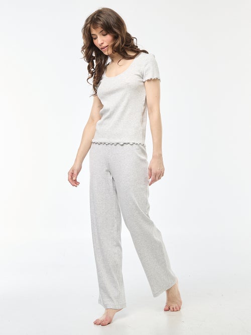 Camiseta lisa de punto canalé de manga corta - Kiabi Camiseta lisa de punto canalé de manga corta - Kiabi