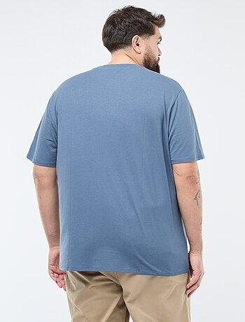 Camiseta lisa de punto con cuello redondo para hombre