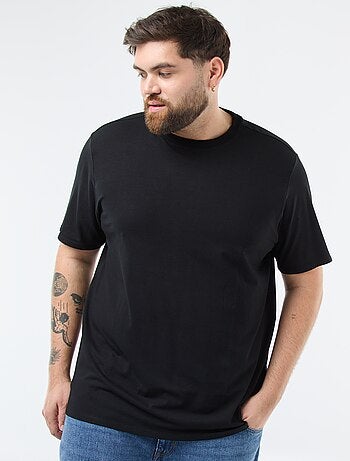 Camiseta lisa de punto con cuello redondo para hombre