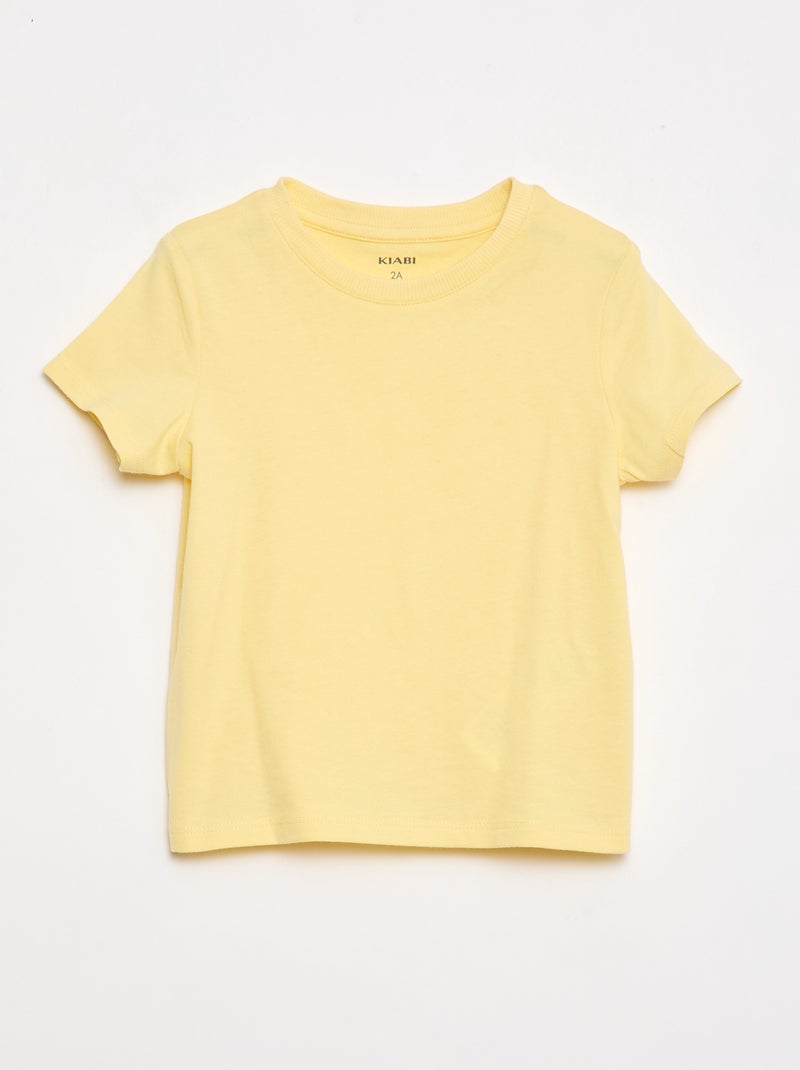 Camiseta lisa de punto de algodón Amarillo - Kiabi